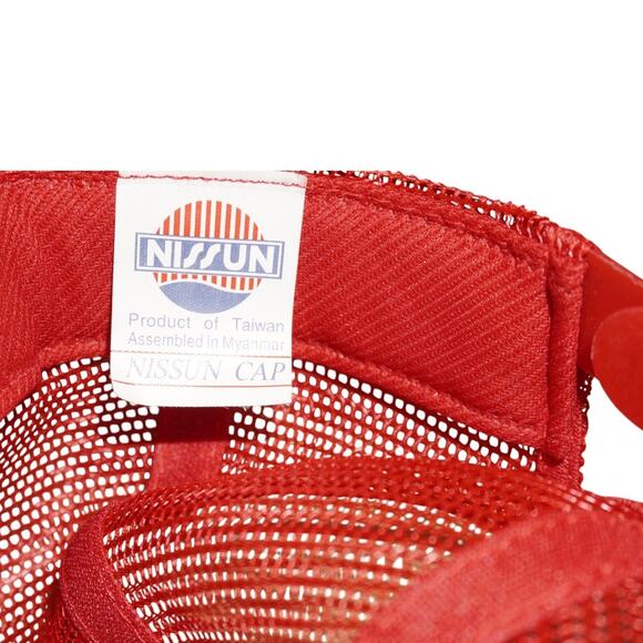 Loyal Origins Red Trucker Hat | Embroidered LV Hearts Mesh Snapback Cap - Picture 3 of 5